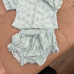 Mint Green Eyelet Baby Outfit
